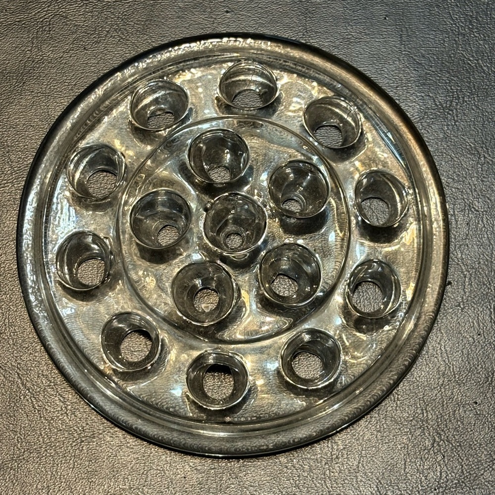 Clear Glass Flower Frog - Round Multi-Hole (16 hole) - Picture 1 of 7